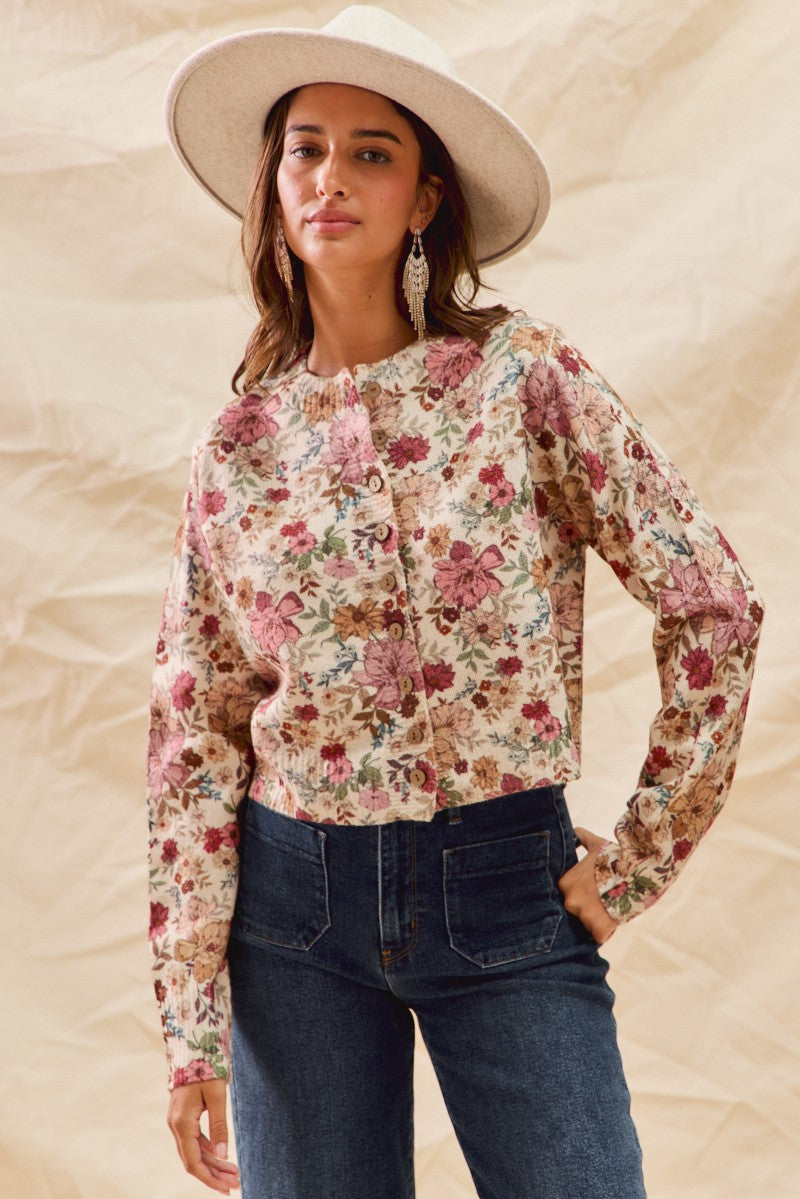 Clay Rose Floral Cardi
