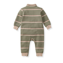 Load image into Gallery viewer, Green Stripe Zip Romper - Baby
