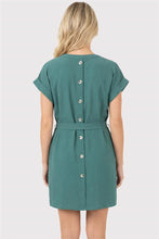 Load image into Gallery viewer, Staccato Dark Sage Button Back Dress
