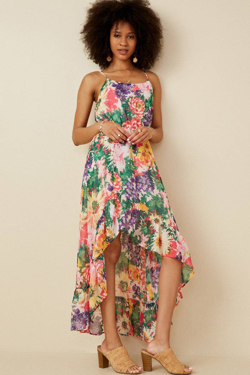 Vivid Floral Asymmetric Dress – Adorn Boutique MI
