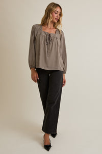 Brown Gingham Check Top