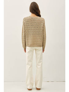 Taupe Textured Stripe Sweater