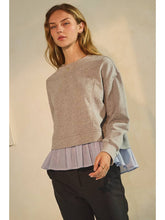 Load image into Gallery viewer, Grey Layered Stripe Sweatshirt - Plus
