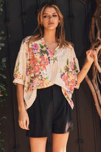 Load image into Gallery viewer, Taupe Stripe Floral Top
