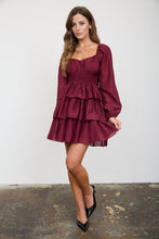 Load image into Gallery viewer, Burgundy Tiered Dress

