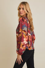 Load image into Gallery viewer, Wine Floral Top
