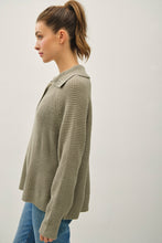 Load image into Gallery viewer, Sage Wide Collar Waffle Sweater
