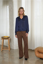 Load image into Gallery viewer, Navy Split Neck Top
