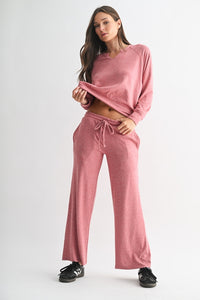 Mono B Garnet Red Brushed Hacci Top