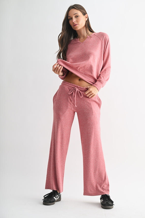 Mono B Garnet Red Brushed Hacci Top