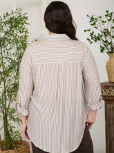Load image into Gallery viewer, Sage Stripe Button Top - Plus

