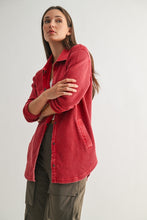 Load image into Gallery viewer, Washed Garnet Waffle Shacket
