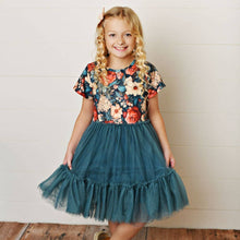 Load image into Gallery viewer, Emerald Floral Tulle Dress - Kids
