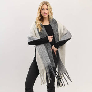 Black + Grey Striped Scarf