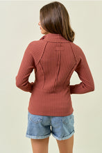Load image into Gallery viewer, Rust Ribbed Zip Top
