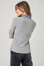 Load image into Gallery viewer, Grey Thermal Denim Trim Top
