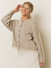 Load image into Gallery viewer, Oatmeal Lace Trim Cardigan
