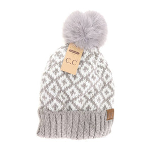 CC Lined Diamond Pom Beanie