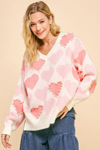 Cream Heart Pearl Sweater