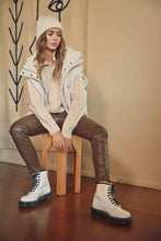 Load image into Gallery viewer, Cream Faux Leather Hooded Vest
