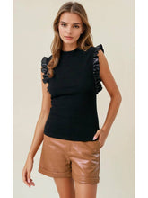 Load image into Gallery viewer, Black Faux Leather Trim Tank
