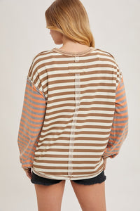 Latte Mixed Stripe L/S Top
