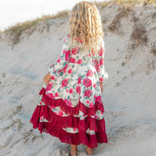 Load image into Gallery viewer, Burgundy Floral Ruffle Dress - Kids
