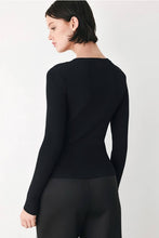 Load image into Gallery viewer, Black Ribbed Button Trim Sweater

