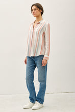 Load image into Gallery viewer, Papaya Stripe Button Up Top
