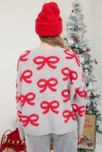 Load image into Gallery viewer, Heather + Red Bow Cardigan
