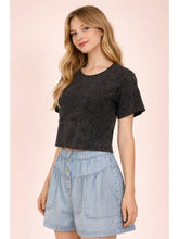 Load image into Gallery viewer, Black Washed Crop Tee

