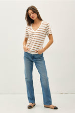 Load image into Gallery viewer, Toffee Linen Stripe Tee
