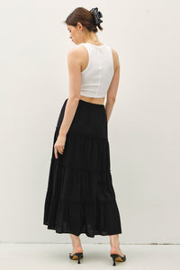 Black Tiered Maxi Skirt