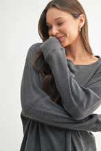 Load image into Gallery viewer, Slouchy Charcoal Ribbed Pullover
