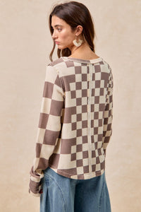 Bibi Ivory + Mocha Check Thermal Top