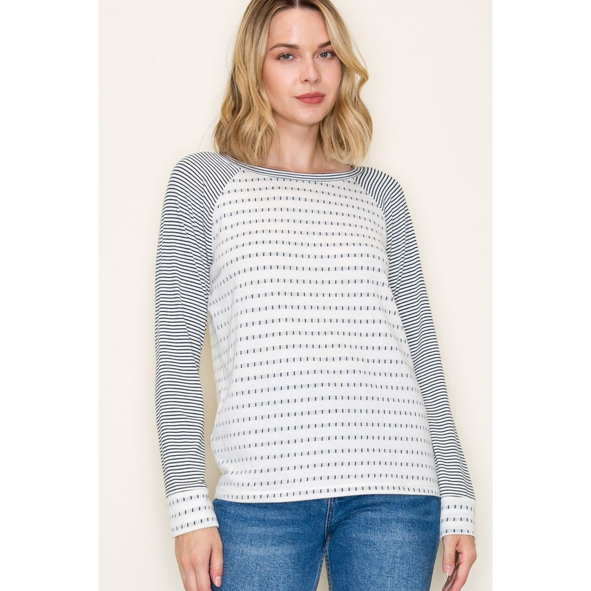 Dark Green Dot Stripe Top