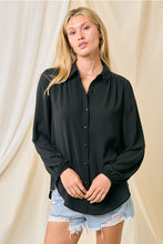 Load image into Gallery viewer, Black Shirred Button Top

