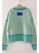 Load image into Gallery viewer, Green + Blue Stripe Sweater
