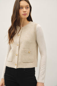 Oatmeal Gold Button Vest