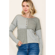 Load image into Gallery viewer, Heather Olive Blocked Top
