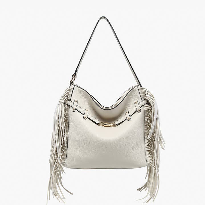 Eva Cream Fringe Purse