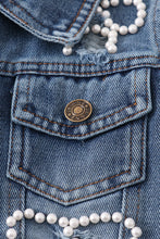 Load image into Gallery viewer, Pearl Bow Denim Jacket - Kids
