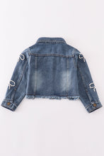 Load image into Gallery viewer, Pearl Bow Denim Jacket - Kids
