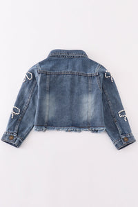 Pearl Bow Denim Jacket - Kids