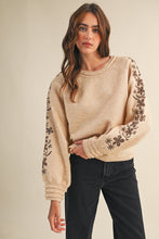 Load image into Gallery viewer, Oatmeal + Coffee Embroidered Sweater
