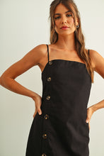 Load image into Gallery viewer, Miou Muse Black Linen Button Dress
