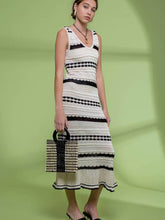 Load image into Gallery viewer, Ivory + Black Open Knit Dress
