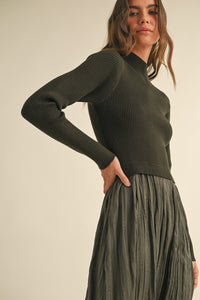 Olive Combo Sweater Dress Maxi