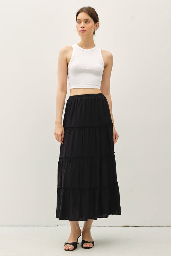 Black Tiered Maxi Skirt
