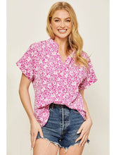 Load image into Gallery viewer, Ditsy Magenta Daisy Top
